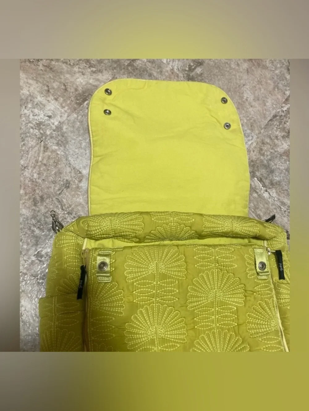 Petunia Pickle Bottom Chartreuse Quilted Diaper Backpack